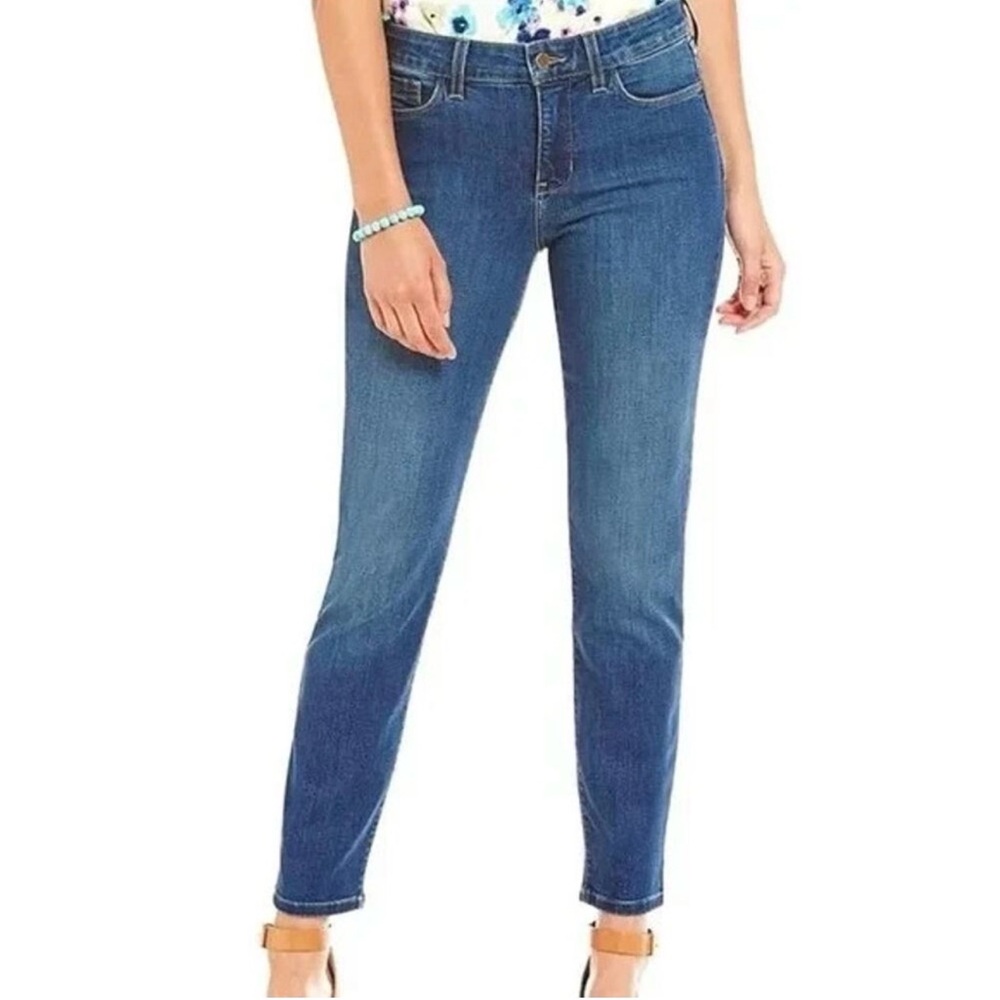 NYDJ Lift Tuck Clarissa Skinny Ankle Stretch Mid Rise Dark Denim Jeans size 8